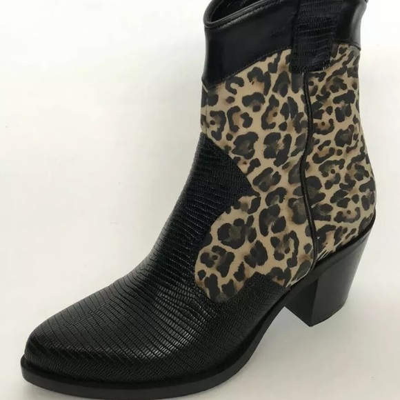 New Alberto Zago Western Boots Black Leopard Boots - Picture 8 of 8